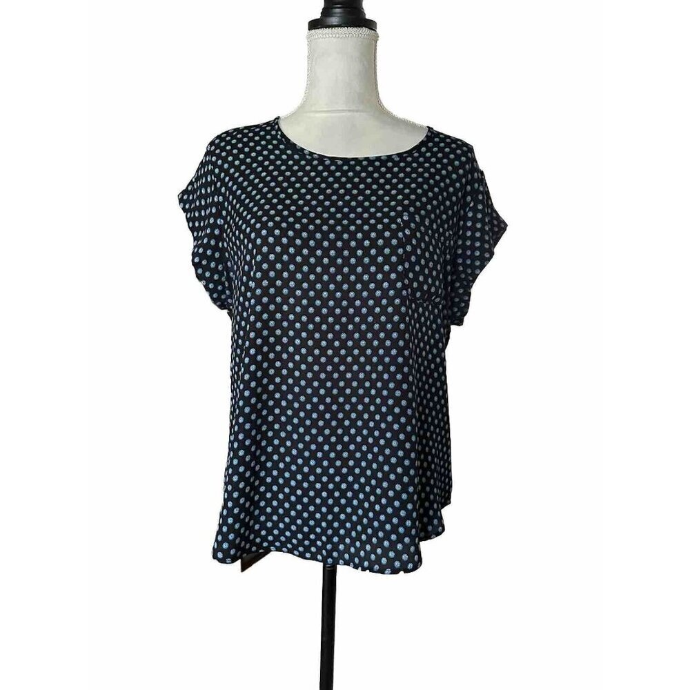 Lily White  Womens Cap Sleeve Popover Dressy Blouse Front Pocket  Size XL